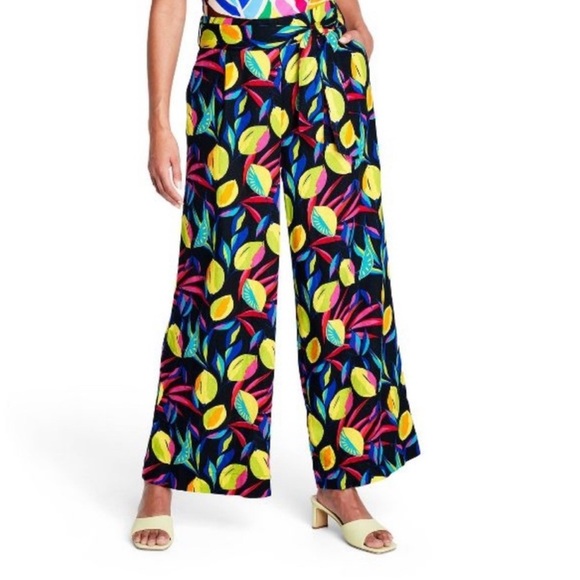 Tabitha Brown x Target Wide Leg Lemon Print Pants Size XXS NWT - Picture 1 of 8
